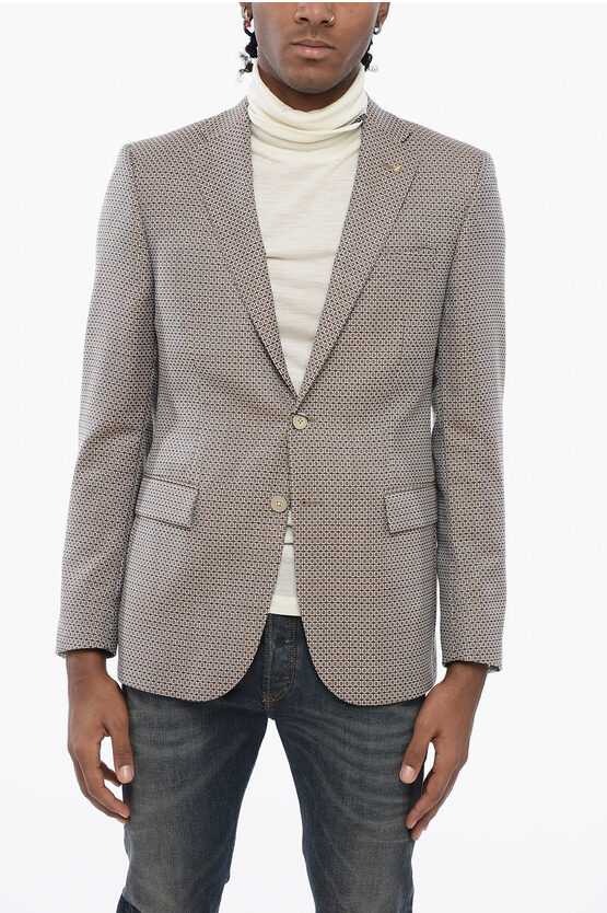 Corneliani Cc Collection Geometric Patterned Virgin Wool Blazer