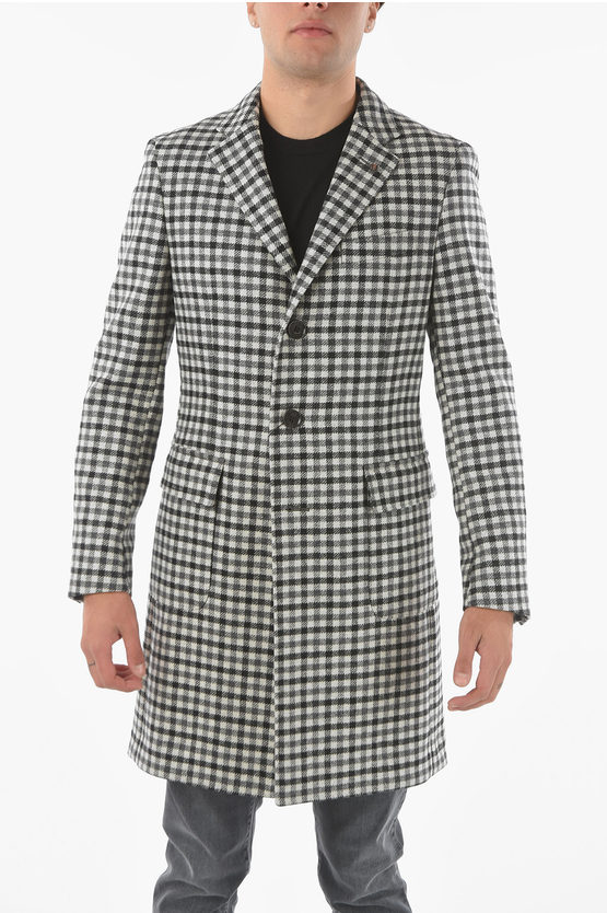 Corneliani Cc Collection Half-lined Gingham Patterned Coat In Multi