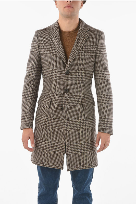 Corneliani Cc Collection Half-lined Houndstooth Patterned Coat In Gray