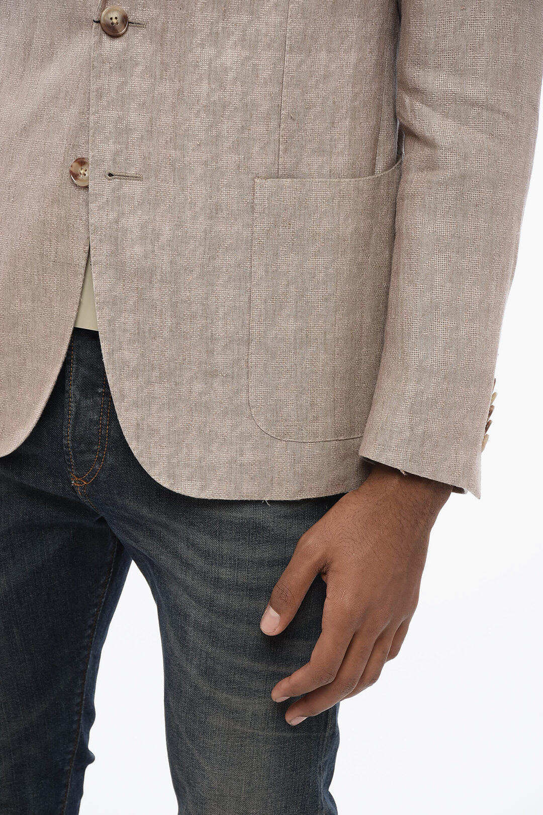 Corneliani CC COLLECTION Half-lined Jacquard Linen Blazer