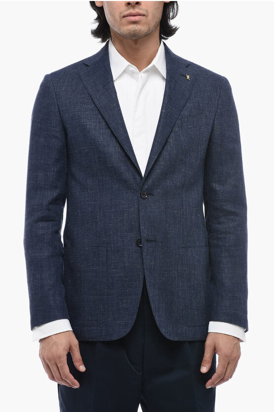 Shop Corneliani Cc Collection Half-lined Refined Blazer With Welt Pockets