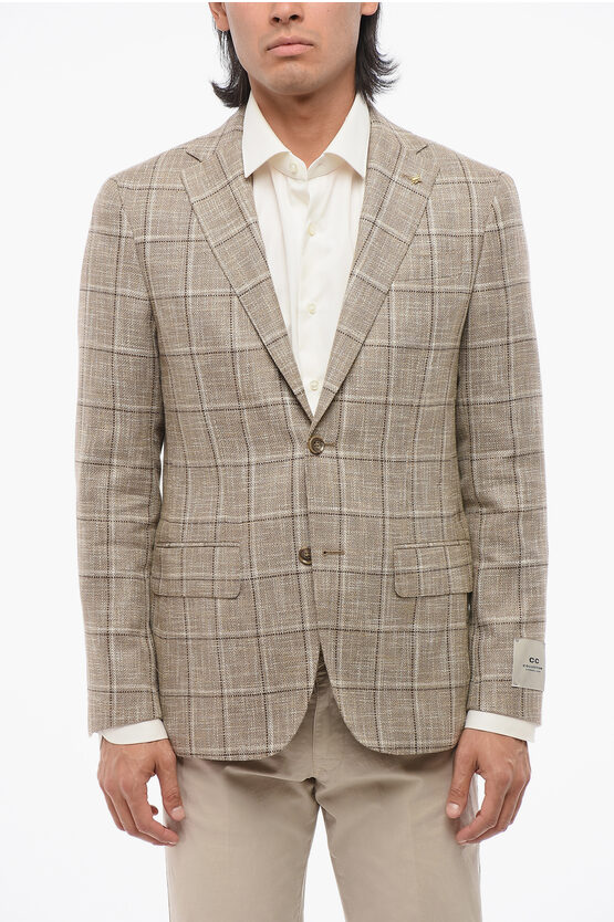 Corneliani Cc Collection Half-lined Refined Windowpane Check Blazer