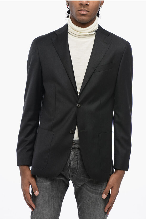 Shop Corneliani Cc Collection Half-lined Slim Fit Virgin Wool Blazer