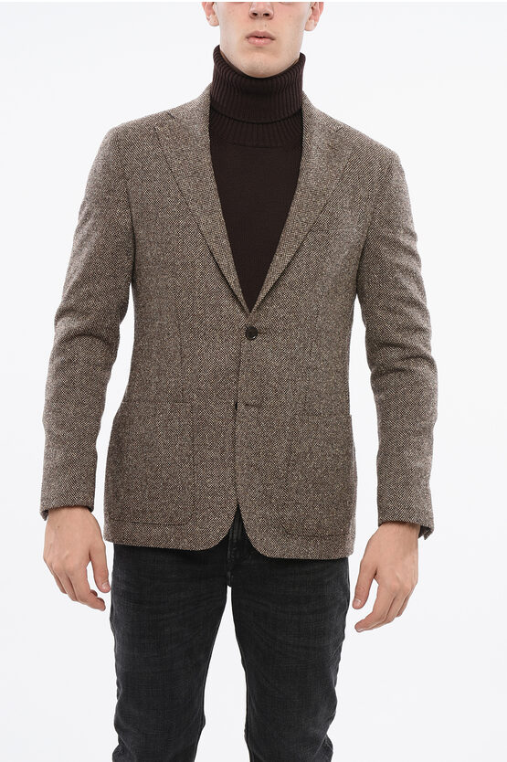 Corneliani Cc Collection Hopsack Refined Blazer In Brown
