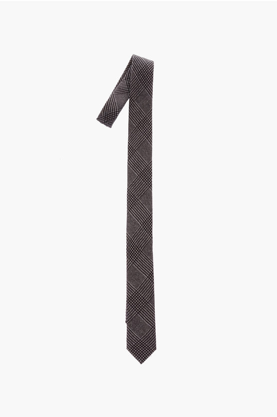 Corneliani Cc Collection Houndstooth Motif Tie In Black