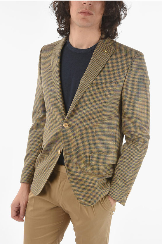 Corneliani Cc Collection Houndstooth Side Vents Notch Lapel Reset 2-but In Brown