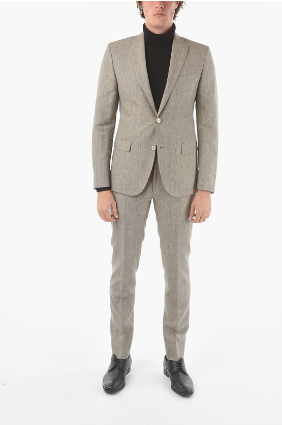 Corneliani Cc Collection Houndstooth Side Vents Notch Lapel Reset 2-but In Gray