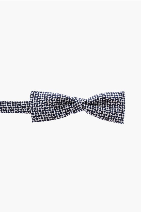 Corneliani Cc Collection Houndstooth Silk Bow Tie In Gray