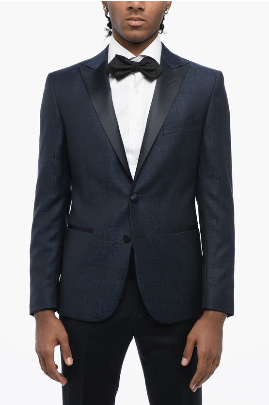 Corneliani Cc Collection Jacquard Reset Cerim. Blazer With Satin Peak L