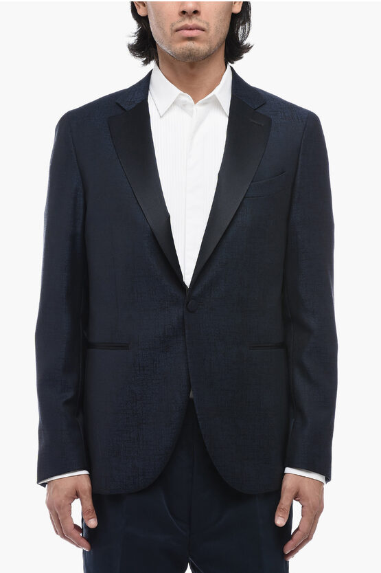 Shop Corneliani Cc Collection Jacquard Reward Blazer With Welt Pockets