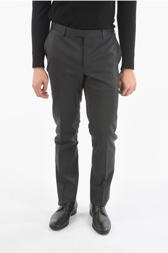 Corneliani Cc Collection Lined Trousers With Hook And Zip Closure In Gray