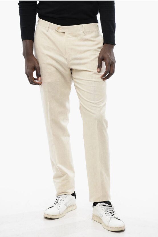 Corneliani Cc Collection Linen And Cotton Right Pants