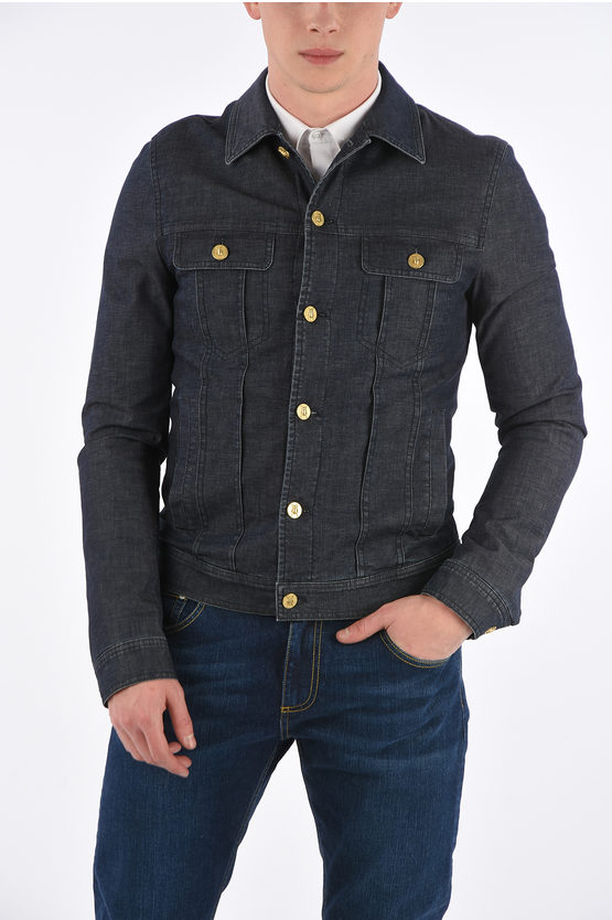 Corneliani Cc Collection Linen And Denim Harley Jacket In Blue