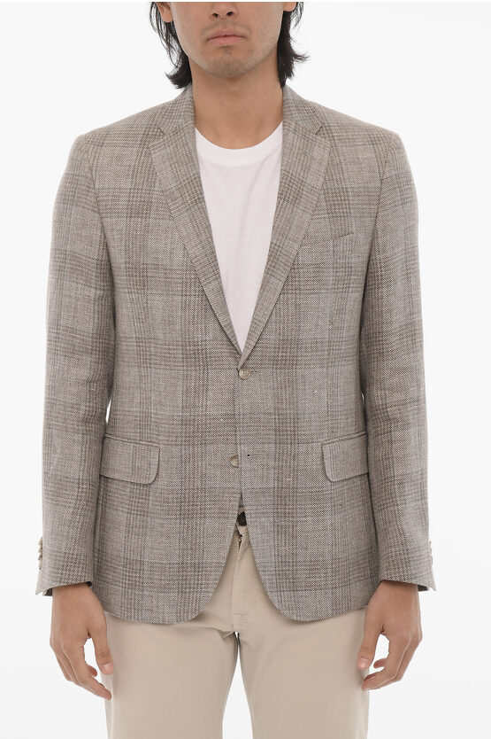 Corneliani Cc Collection Linen And Silk Half-lined 2-button Blazer In Neutral