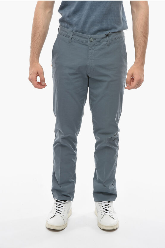 Corneliani Cc Collection Linen Blend Chinos Pants With Belt Loops In Blue