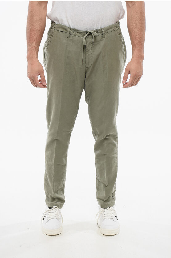 Corneliani Cc Collection Linen Blend Pants With Drawstringed Waist