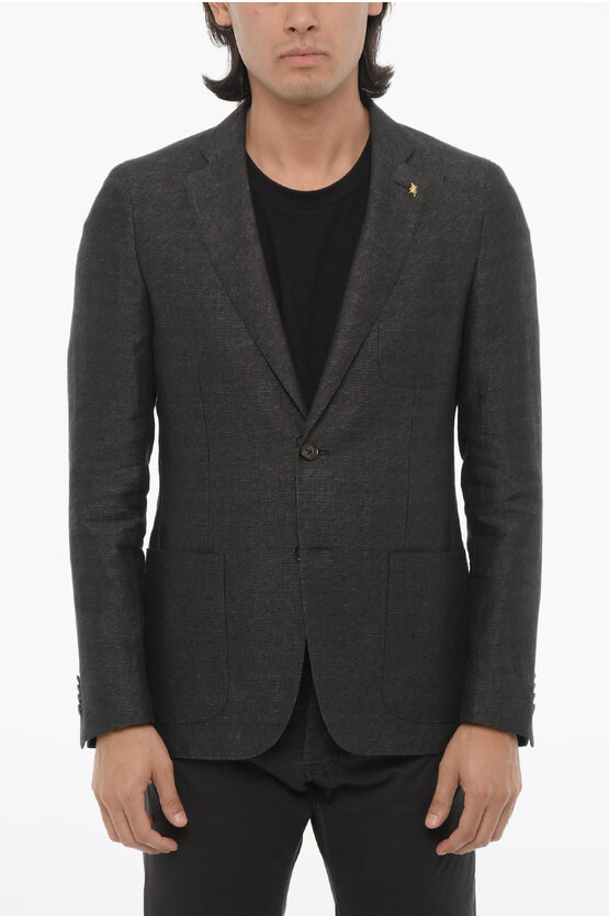 Corneliani Cc Collection Linen Half-lined Blazer With Patch Pockets