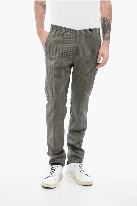 Corneliani Cc Collection Micro Checked Virgin Wool Reset Pants