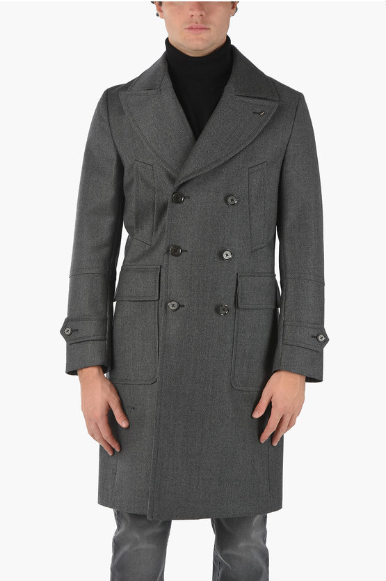 Shop Corneliani Cc Collection Minicheckered Double-breasted Coat With Iconic