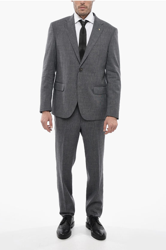 Corneliani Cc Collection Notch Lapel Right Pin Check Suit In Gray