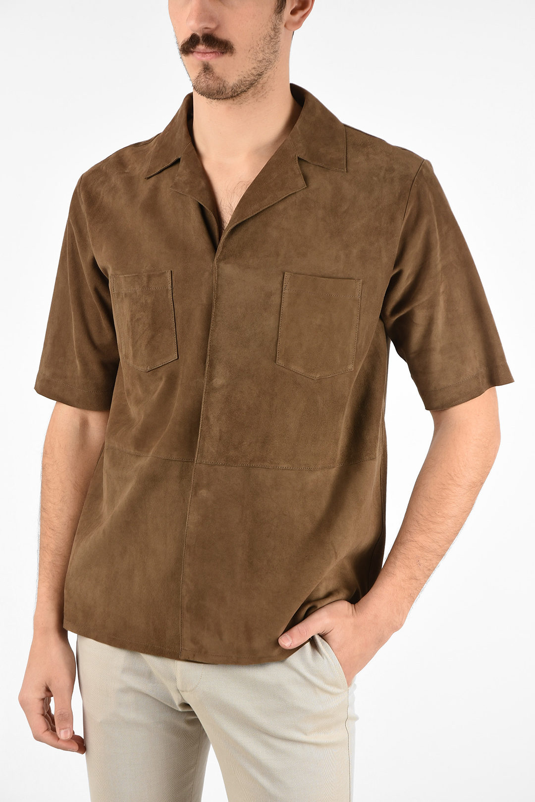 Camicia Uomo Manica Corta In Cotone - Militare Style, Tasche Sul Petto, Taglie S-5XL - Foto 10