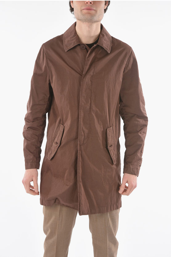 Corneliani Cc Collection O.wear Hidden Closure Balmacaan Coat In Brown
