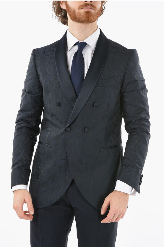 Corneliani Cc Collection Paisley Reward Cerimoni Center Vent Tuxedo Jac In Blue