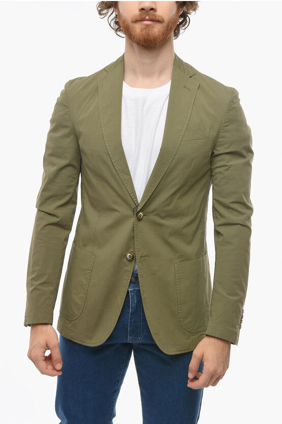 Corneliani Cc Collection Patch Pocket Unlined Cotton Blend Blazer In Green