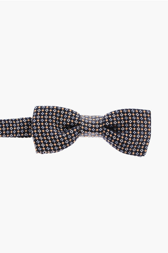 Corneliani Cc Collection Patterned Silk Bow Tie In Black