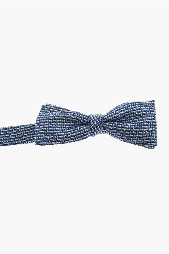 Corneliani Cc Collection Patterned Silk Bow Tie In Blue