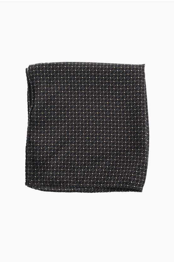 Corneliani Cc Collection Two-tone Patterned Silk And Wool Pocket Square