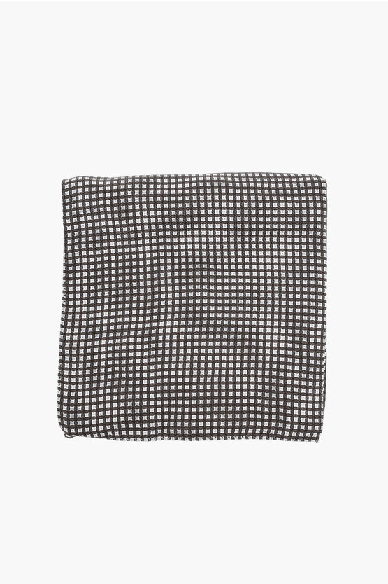 Corneliani Cc Collection Patterned Silk Pocket Square In Black