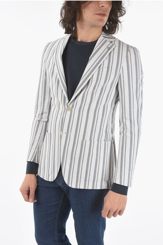 Corneliani Cc Collection Pencil Striped Side Vents Notch Lapel Refined
