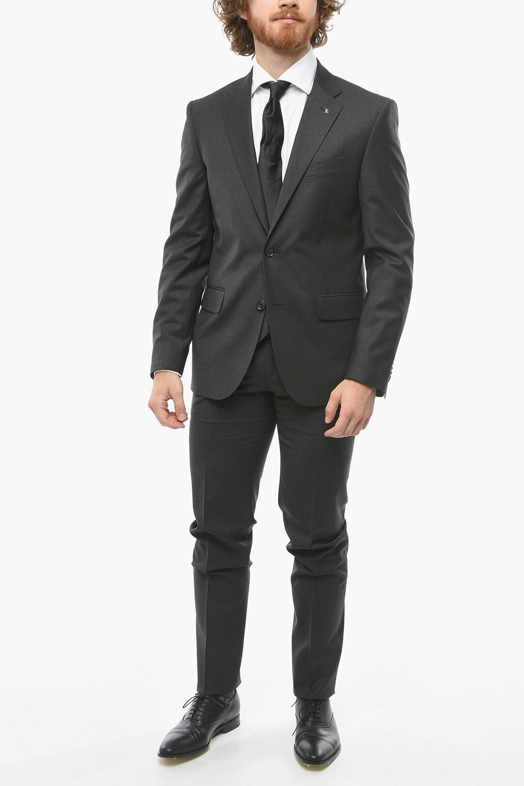 Corneliani CC COLLECTION Pin Check RIGHT Stretch Virgin Wool Suit with ...