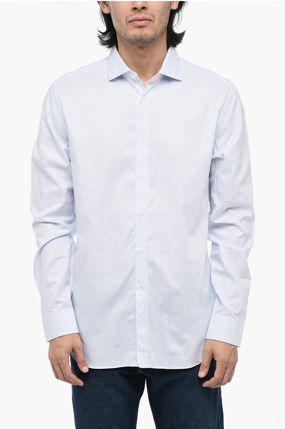 Shop Corneliani Cc Collection Pinstriped Cotton Shirt