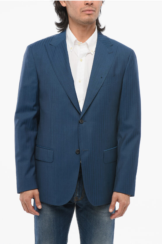 Corneliani Cc Collection Pistriped Suit With Peak Lapel