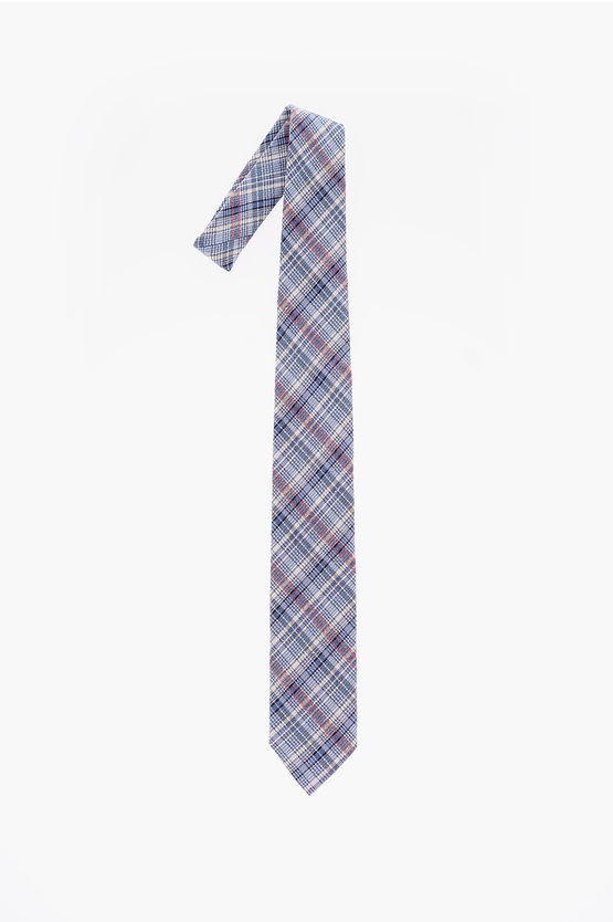 Shop Corneliani Cc Collection Plaid Motif Silk Tie