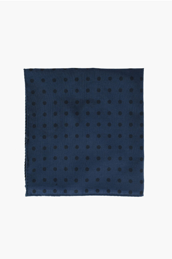 CORNELIANI CC COLLECTION POLKA DOT PATTERNED WOOL POCKET SQUARE 