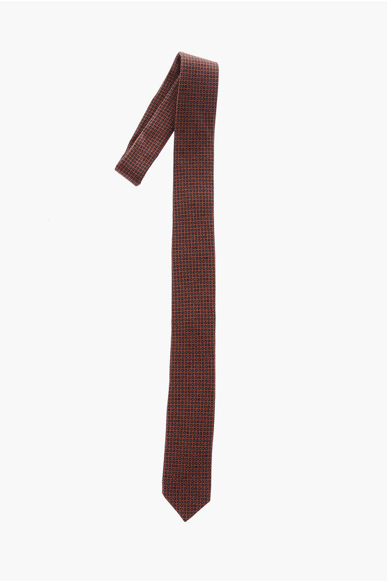 Corneliani Cc Collection Polka Dots Wool And Silk Tie In Brown