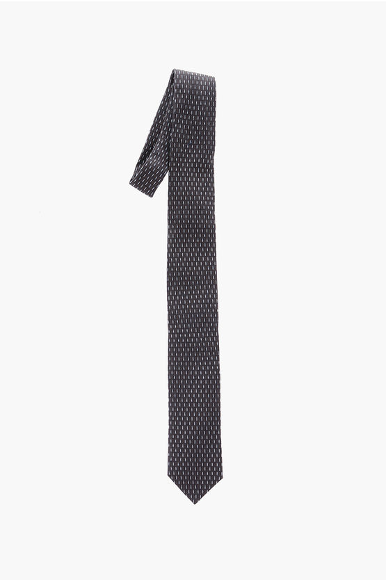 Corneliani Cc Collection Printed Silk Tie In Grey