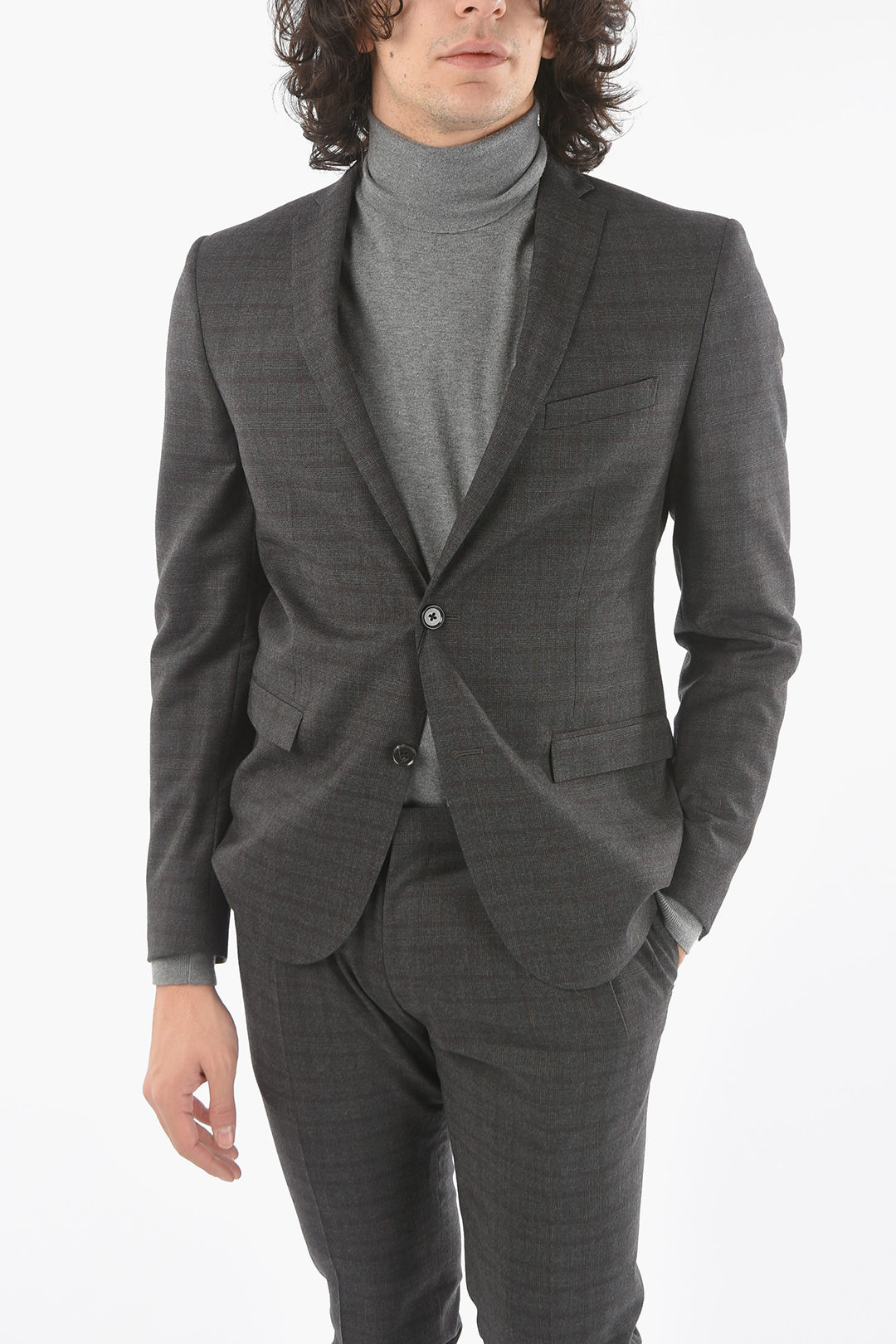 Corneliani CC COLLECTION RESET Lined Gingham Suit with Flap Pocket men ...