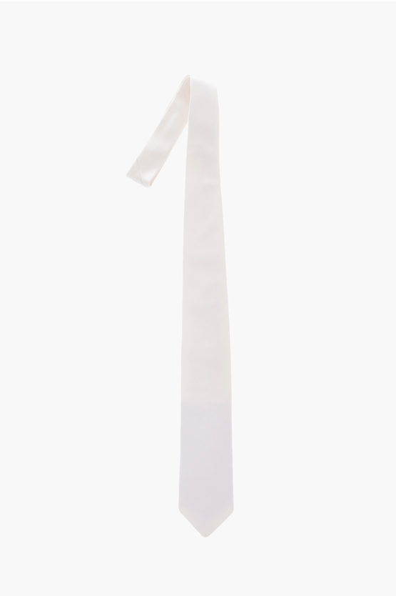 Corneliani Cc Collection Satin Narrow Tie In White