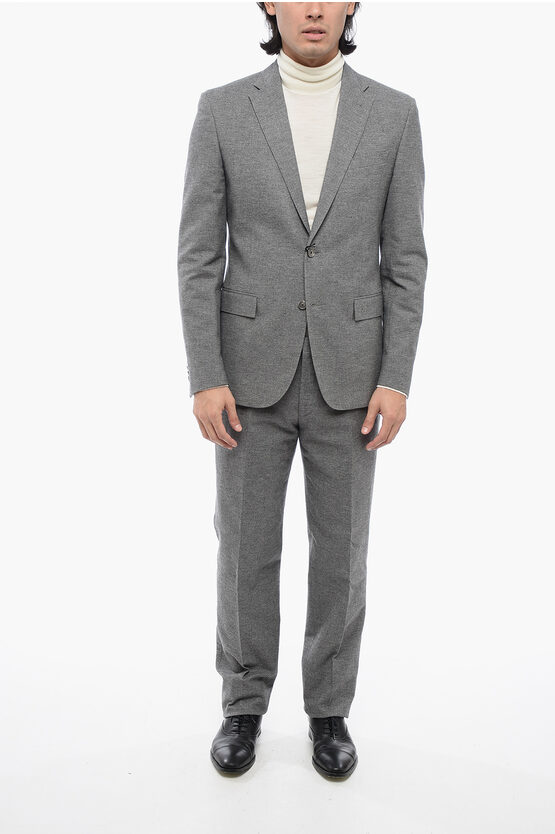 Shop Corneliani Cc Collection Side Vents Notch Lapel 2-button Suit With Plai