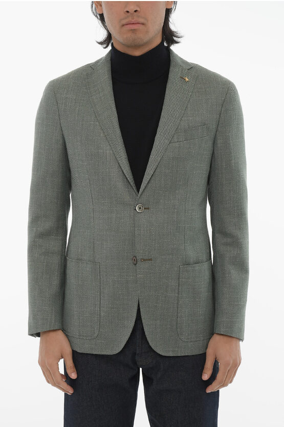 Corneliani Cc Collection Side Vents Notch Lapel Right 2-button Blazer In Green