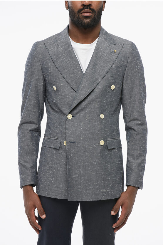 Corneliani Cc Collection Side Vents Peak Lapel Double Breasted Blazer