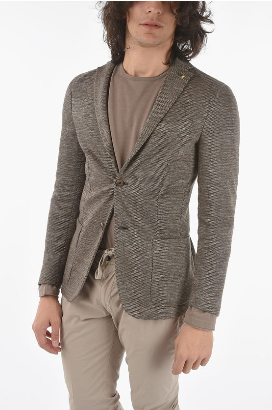 Corneliani Cc Collection Side Vents Reset 2-button Blazer With Golden P In Gray