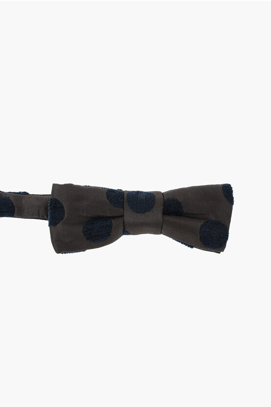 Corneliani Cc Collection Silk Blend Bow Tie With Contrasting Polka Dots In Gray