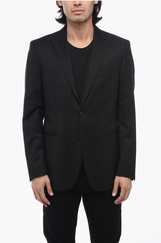 Shop Corneliani Cc Collection Silk-blended Blazer With Peak Lapel