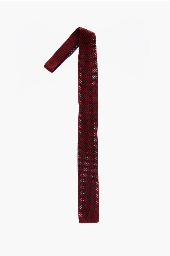Corneliani Cc Collection Silk Crochet Tie In Burgundy