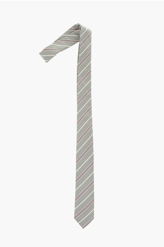 Corneliani Cc Collection Silk Regimental Striped Tie In Neutral